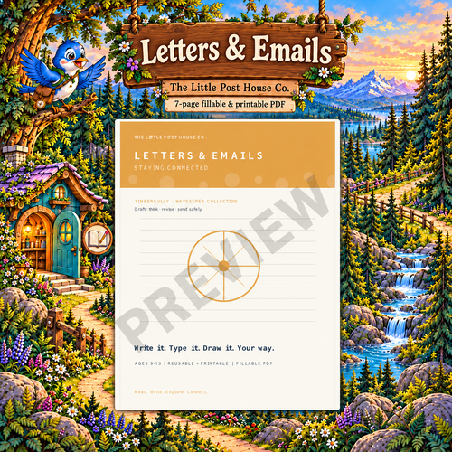 Letters & Emails — 7-page digital PDF with Timbergully woodland artwork and watermarked cover preview